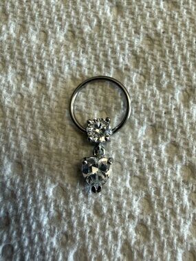 Titanium CZ Heart Drop CBR Earring